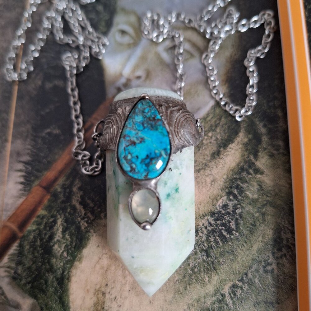 Circe turquoise and prehnite Callisto Jewelry necklace